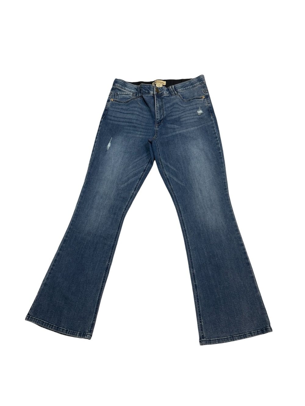 Democracy Ab Solution Bootcut Jeans Womens 14 Distressed Stretch Blue Denim - Picture 2 of 7